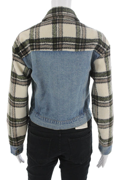 Vintage Havana Unisex Plaid Collared 100% Cotton Button Jacket Size L