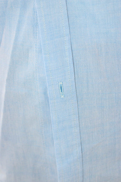 Zara Mens Cotton Collar Short Sleeve Button Down Shirt Light Blue Size S