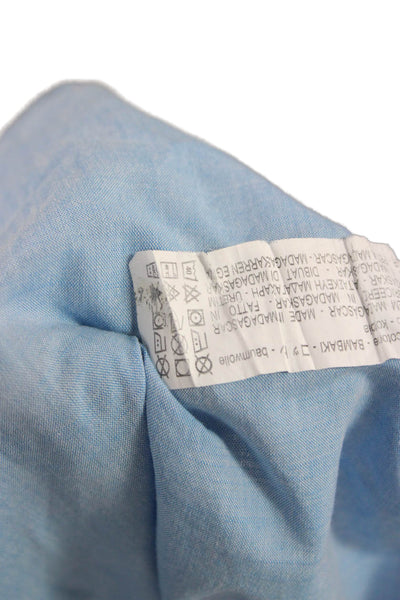 Zara Mens Cotton Collar Short Sleeve Button Down Shirt Light Blue Size S