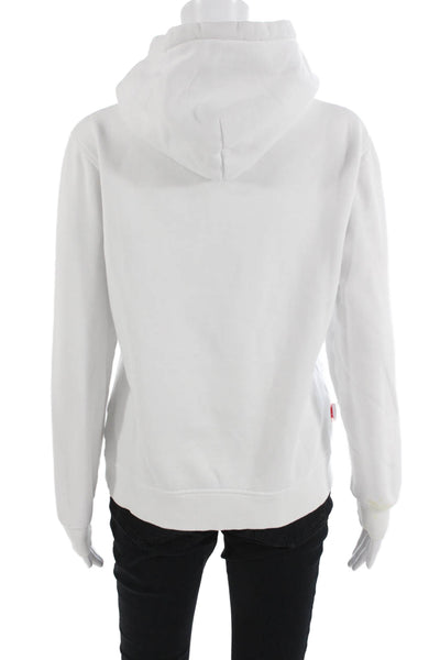 Rossignol Unisex Pullover Hoodie White Cotton Blend Bird Drawstring Size M