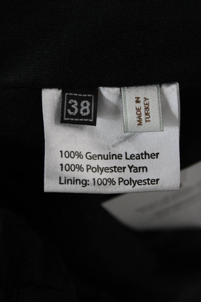 KOC Womens Black Quilted Motorcycle Jacket 100% Genuine Leather Size 38