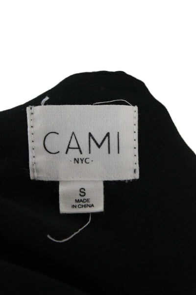 Cami NYC Women Silk V-Neck Sleeveless Camisole Cropped Black Button-Up Size S