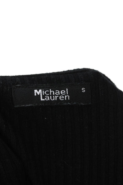 Michael Lauren Women Sleeveless Black Cotton Crewneck Tank Solid Size S