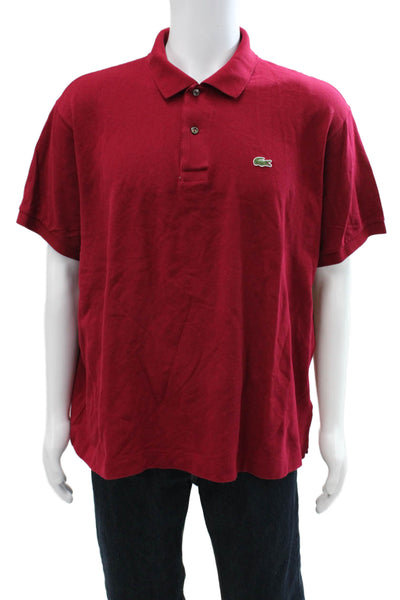 Lacoste Mens Cotton Collar Short Sleeve Polo Shirt Red Size 3XL