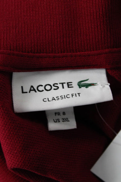 Lacoste Mens Cotton Collar Short Sleeve Polo Shirt Red Size 3XL