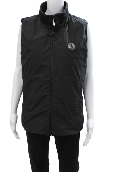 Bikkembergs Unisex Puffer Quilted Vest Black Zip High Neck Sleeveless Size M