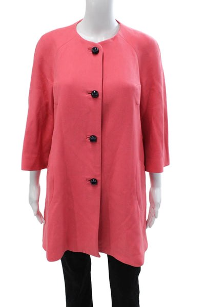 Zara Womens Classic Solid Pink Button Coat 3/4 Sleeve Size S