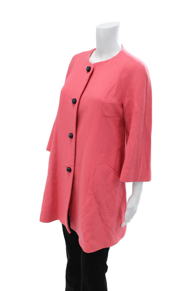 Zara Womens Classic Solid Pink Button Coat 3/4 Sleeve Size S