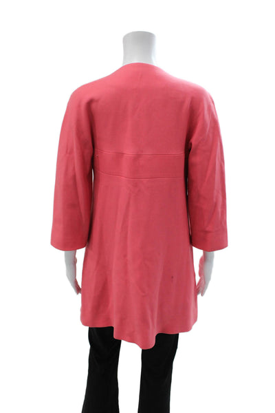 Zara Womens Classic Solid Pink Button Coat 3/4 Sleeve Size S