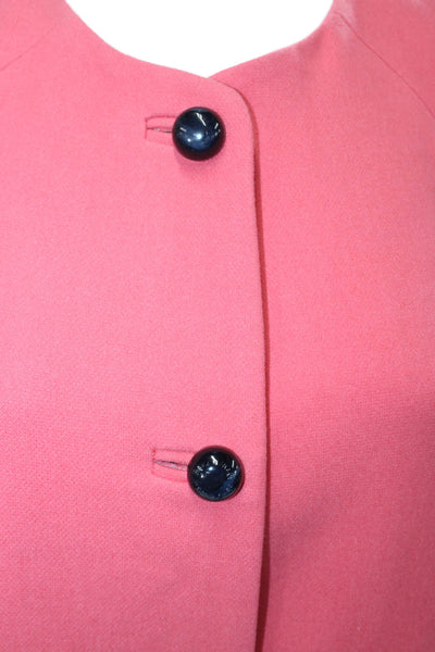 Zara Womens Classic Solid Pink Button Coat 3/4 Sleeve Size S