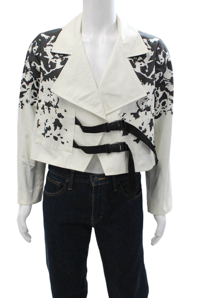 Andrew Coimbra Unisex Designer Graphic Print Black Buckle Jacket Size S