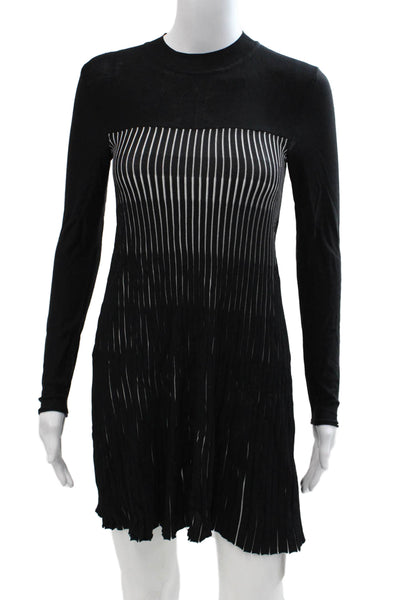 Zara Womens Sweater Dress Black Long Sleeve Crew Neck Mini Size S