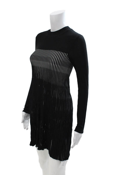 Zara Womens Sweater Dress Black Long Sleeve Crew Neck Mini Size S