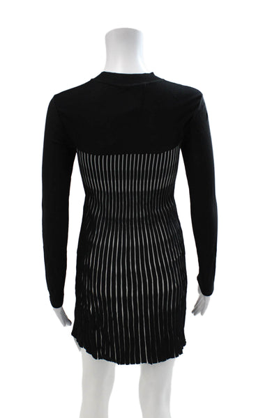Zara Womens Sweater Dress Black Long Sleeve Crew Neck Mini Size S