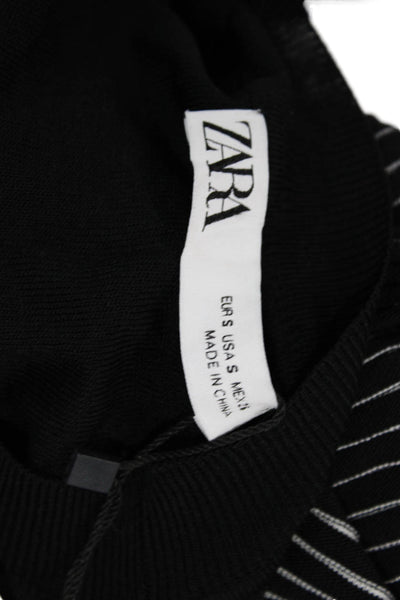 Zara Womens Sweater Dress Black Long Sleeve Crew Neck Mini Size S