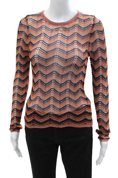 MNG Womens Bohemian Black Geometric Crewneck Long Sleeve Sweater Size XS