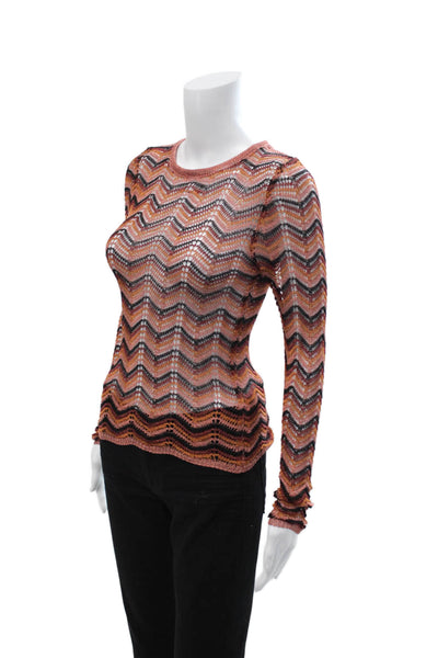 MNG Womens Bohemian Black Geometric Crewneck Long Sleeve Sweater Size XS