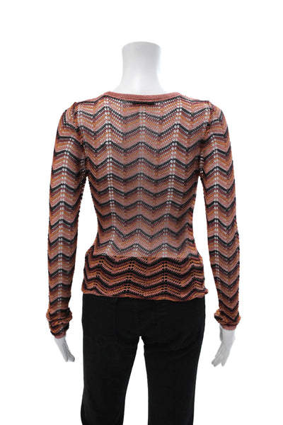 MNG Womens Bohemian Black Geometric Crewneck Long Sleeve Sweater Size XS