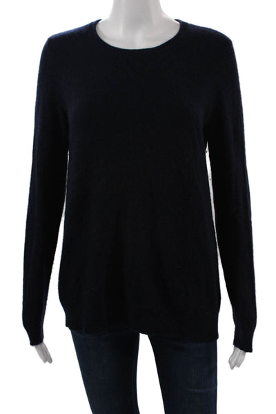C by Bloomingdales Unisex Dark Blue Cashmere Pullover Sweater Size L