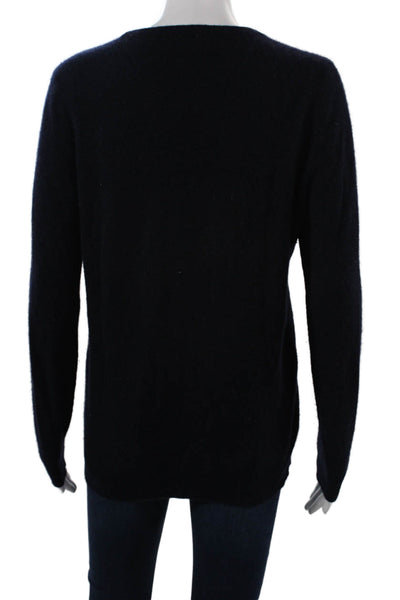 C by Bloomingdales Unisex Dark Blue Cashmere Pullover Sweater Size L