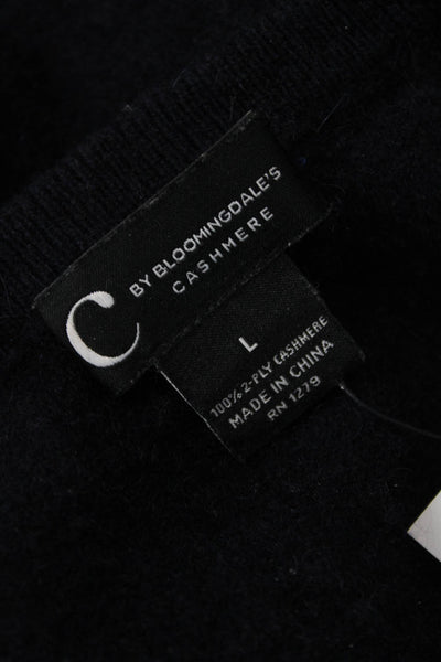 C by Bloomingdales Unisex Dark Blue Cashmere Pullover Sweater Size L