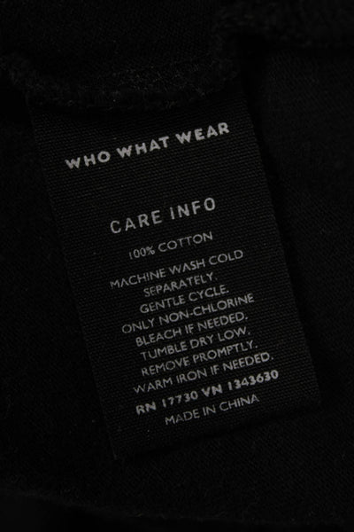 Who What Wear Women Black Cotton Crew Neck Long Sleeve T-Shirt Size L