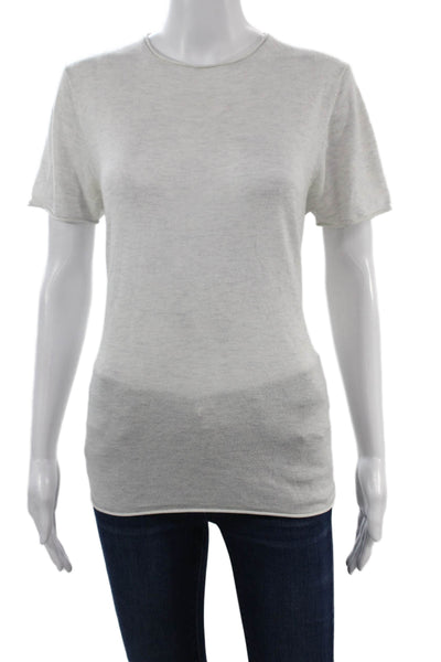 Zara Knit Women Basic White Polyester Crew Neck Short Sleeve T-Shirt Size L