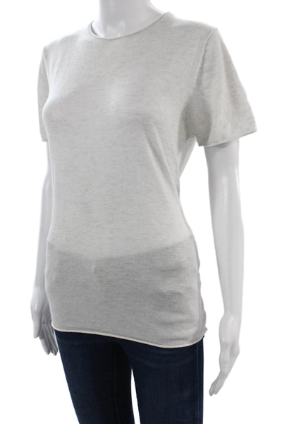 Zara Knit Women Basic White Polyester Crew Neck Short Sleeve T-Shirt Size L