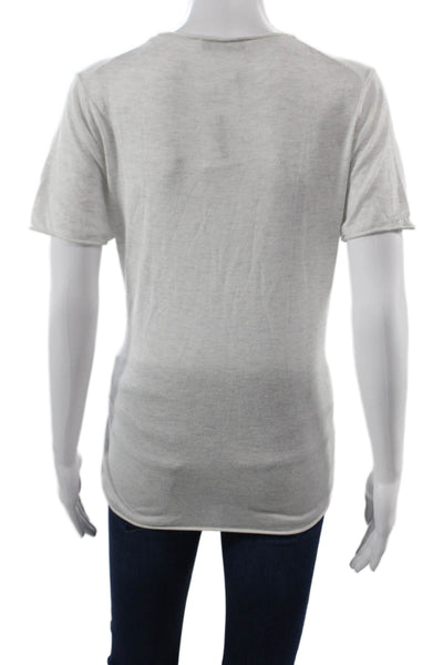 Zara Knit Women Basic White Polyester Crew Neck Short Sleeve T-Shirt Size L