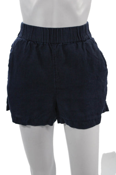 J Crew Unisex Dark Blue Linen Beach Solid Shorts Size S