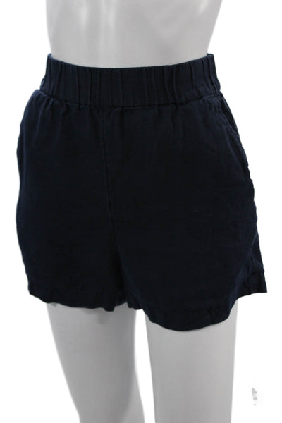 J Crew Unisex Dark Blue Linen Beach Solid Shorts Size S