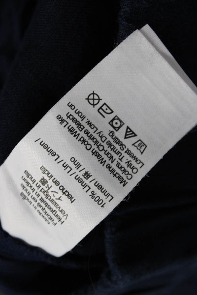 J Crew Unisex Dark Blue Linen Beach Solid Shorts Size S