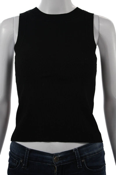 Toccin Womens Basic Black Tank Crew Neck Sleeveless Viscose Stretch Size XS