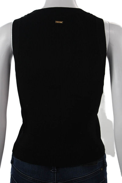Toccin Womens Basic Black Tank Crew Neck Sleeveless Viscose Stretch Size XS