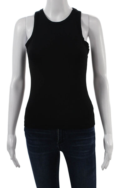 Toccin Women Basic Sleeveless Tank Black Round Neck Rayon Blend Size S