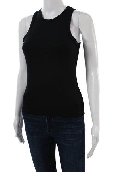 Toccin Women Basic Sleeveless Tank Black Round Neck Rayon Blend Size S