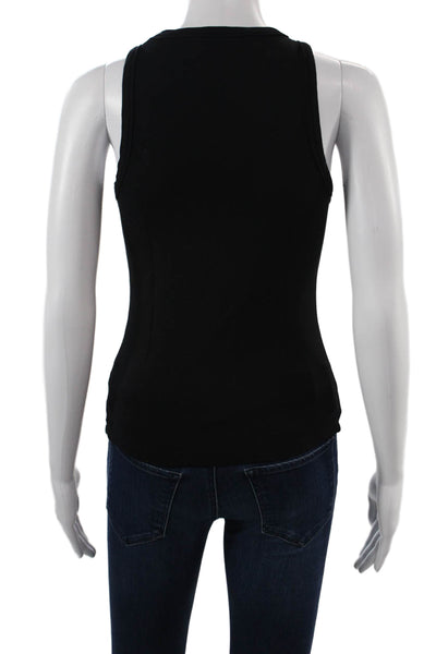 Toccin Women Basic Sleeveless Tank Black Round Neck Rayon Blend Size S