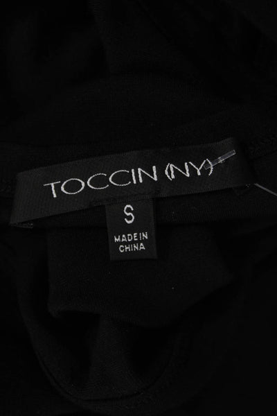 Toccin Women Basic Sleeveless Tank Black Round Neck Rayon Blend Size S