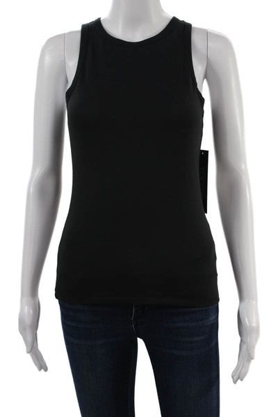 Toccin Women Basic Black Cotton Spandex Crew Neck Sleeveless Tank Size XS