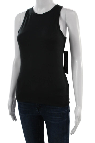 Toccin Women Basic Black Cotton Spandex Crew Neck Sleeveless Tank Size XS