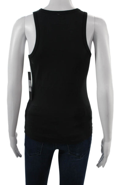 Toccin Women Basic Black Cotton Spandex Crew Neck Sleeveless Tank Size XS