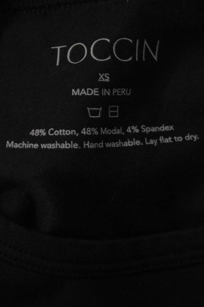 Toccin Women Basic Black Cotton Spandex Crew Neck Sleeveless Tank Size XS