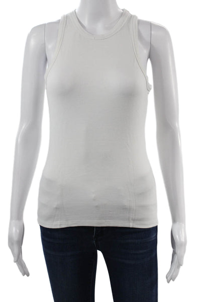Toccin Women Basic White Tank Top Crew Neck Size S