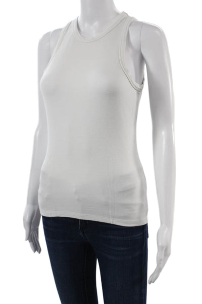Toccin Women Basic White Tank Top Crew Neck Size S