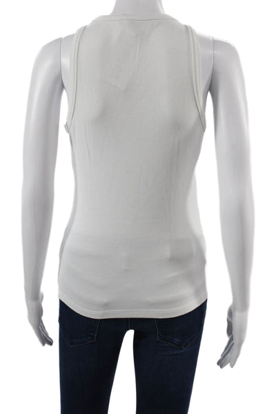 Toccin Women Basic White Tank Top Crew Neck Size S