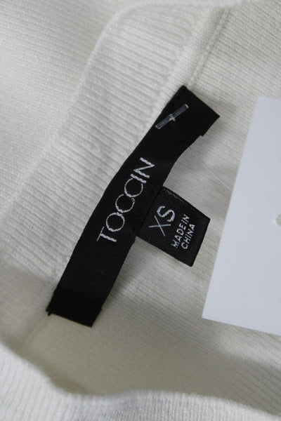 Toccin Women Basic Cropped Tank White Sleeveless Crew Neck Size XS