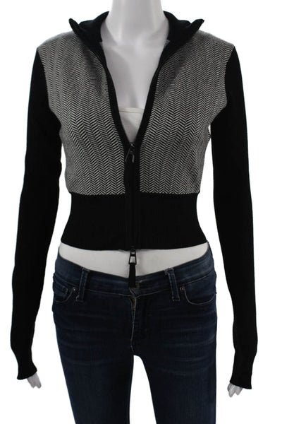 Toccin Unisex Black Full Zip Cardigan Mock Neck Long Sleeve Size XS