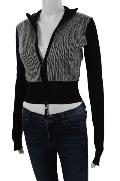 Toccin Unisex Black Full Zip Cardigan Mock Neck Long Sleeve Size XS