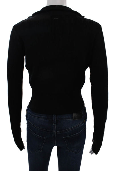 Toccin Unisex Black Full Zip Cardigan Mock Neck Long Sleeve Size XS