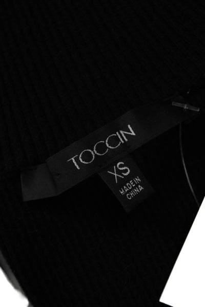 Toccin Unisex Black Full Zip Cardigan Mock Neck Long Sleeve Size XS